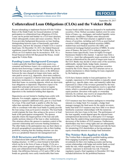 Collateralized Loan Obligations (Clos) and the Volcker Rule