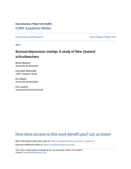 Burnout-Depression Overlap: a Study of New Zealand Schoolteachers