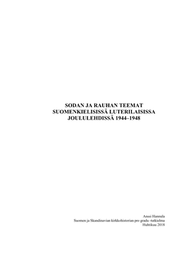 Sodan Ja Rauhan Teemat Suomenkielisissä Luterilaisissa Joululehdissä 1944–1948