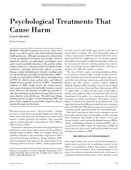 Psychological Treatments That Cause Harm Scott O