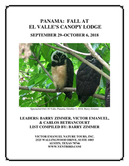 Panama: Fall at El Valle's Canopy Lodge