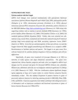 SUPPLEMENTARY TEXT. Systems Analysis with the Gaggle Mrna