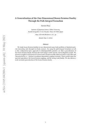 A Generalization of the One-Dimensional Boson-Fermion Duality Through the Path-Integral Formalsim