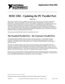 IEEE 1284 – Updating the PC Parallel Port