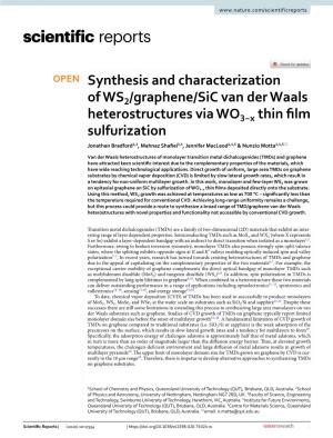 Synthesis and Characterization of WS2/Graphene/Sic Van Der Waals