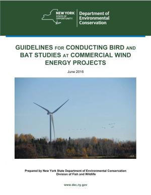 Guidelines for Conducting Bird and Bat Studies at Commercial Wind Energy Projects