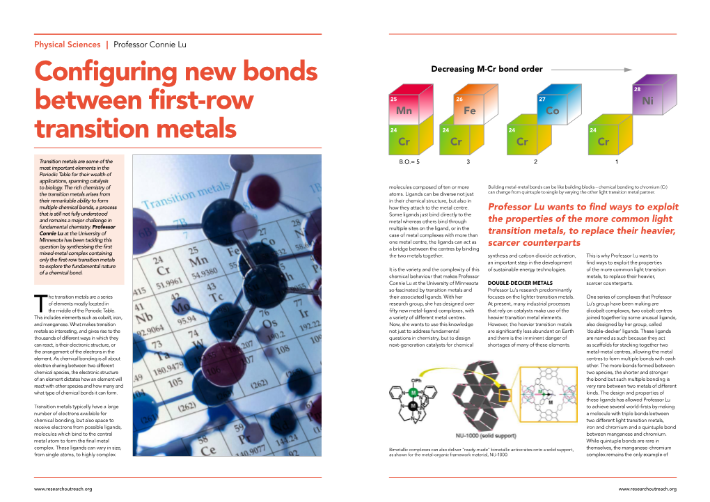 Coniguring New Bonds Between Irst-Row Transition Metals