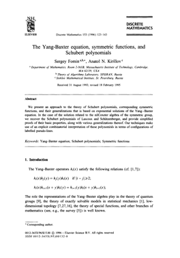 The Yang-Baxter Equation, Symmetric Functions, and Schubert Polynomials