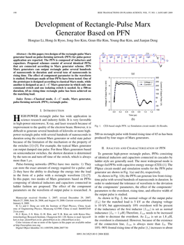 Development of Rectangle-Pulse Marx Generator Based on PFN Hongtao Li, Hong-Je Ryoo, Jong-Soo Kim, Geun-Hie Rim, Young-Bae Kim, and Jianjun Deng