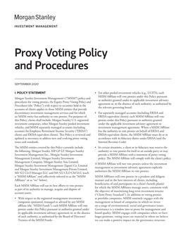 Proxy Voting Policy and Procedures