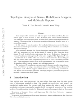 Topological Analysis of Nerves, Reeb Spaces, Mappers, and Multiscale Mappers