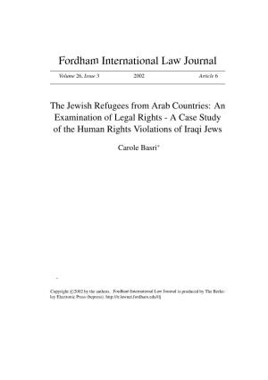 The Jewish Refugees from Arab Countries: an Examination of Legal Rights - a Case Study of the Human Rights Violations of Iraqi Jews