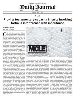 Proving Testamentary Capacity in Suits Involving Tortious Interference with Inheritance