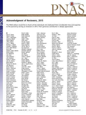 Acknowledgment of Reviewers, 2015