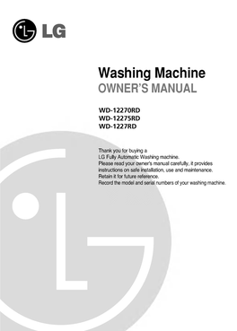 Washing Machine OWNER's MANUAL