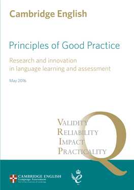 Principles of Good Practice Research and Innovation in Language Learning and Assessment