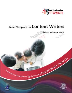 Input Template for Content Writers