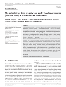 The Potential for Deep Groundwater Use by Acacia Papyrocarpa (Western Myall) in a Water‐Limited Environment