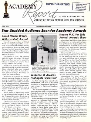 Star-Studded Audience Seen for Academy Awards Sinatra M.E