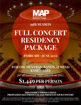 Full Concert Residency Package February - June 2022