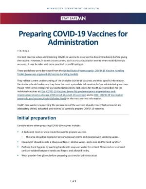 Preparing COVID-19 Vaccines for Administration
