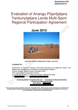 Evaluation of Anangu Pitjantjatjara Yankunytjatjara Lands Multi-Sport Regional Participation Agreement