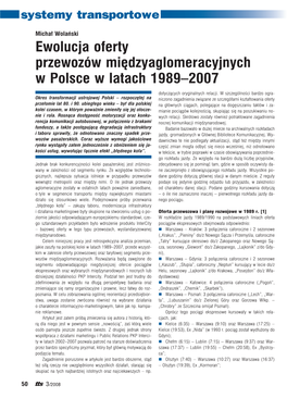 Ewolucja Oferty Przewozów Międzyaglomeracyjnych W Polsce W Latach 1989–2007
