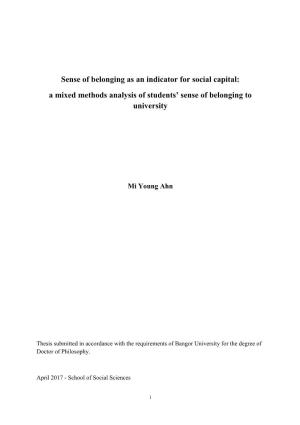 Sense of Belonging As an Indicator for Social Capital: a Mixed Methods Analysis of Students’ Sense of Belonging to University