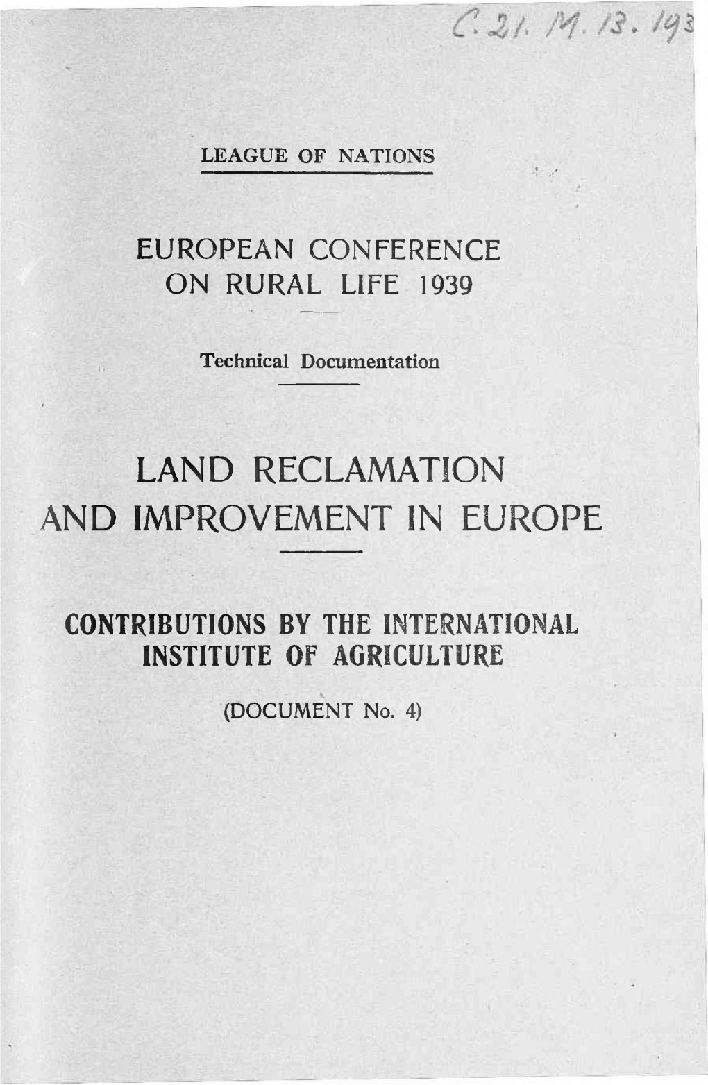 Land Reclamation and Improvement in Europe