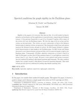 Spectral Conditions for Graph Rigidity in the Euclidean Plane