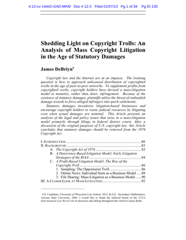 Shedding Light on Copyright Trolls: an Analysis of Mass Copyright Litigation in the Age of Statutory Damages
