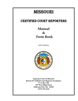 Certified Court Reporters Manual & Form Book