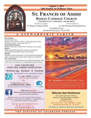 St. Francis of Assisi Roman Catholic Church 2746 Fifth Street • Castle Rock, Colorado 80104 303-688-3025 Office 303-405-6808 Fax Fr
