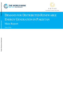 DEMAND for DISTRIBUTED RENEWABLE ENERGY GENERATION in PAKISTAN Main Report
