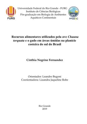 Recursos Alimentares Utilizados Pela Ave Chauna Torquata E O Gado Em Áreas Úmidas Na Planície Costeira Do Sul Do Brasil
