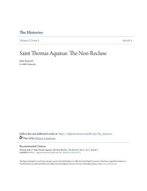 Saint Thomas Aquinas: the Non-Recluse Julie Stanoch