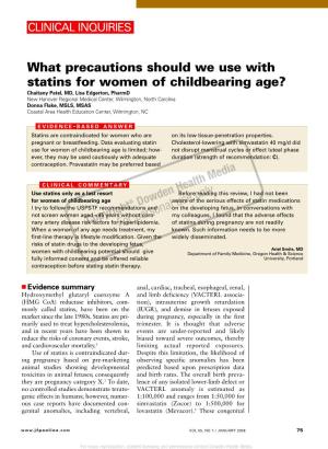 What Precautions Should We Use with Statins for Women of Childbearing