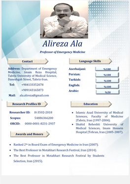 Alireza Ala Professor of Emergency Medicine