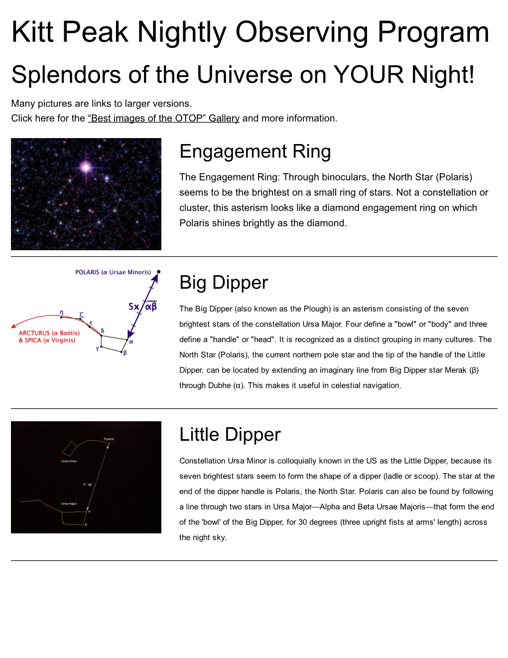 Kitt Peak Nightly Observing Program Splendors of the Universe on YOUR Night!