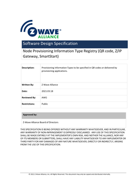 Node Provisioning Information Type Registry (QR Code, Z/IP Gateway, Smartstart)