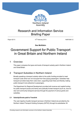 Research and Information Service Briefing Paper