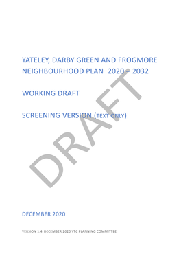 Yateley, Darby Green and Frogmore Neighbourhood Plan 2020 – 2032