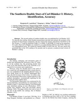 The Southern Double Stars of Carl Rümker I: History, Identification, Accuracy