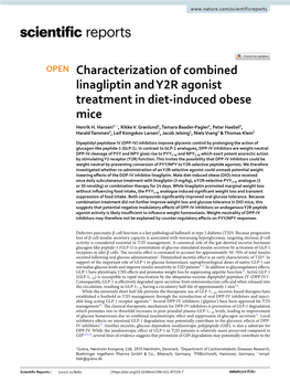 Characterization of Combined Linagliptin and Y2R Agonist Treatment in Diet-Induced Obese Mice
