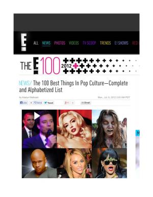 The 100 Best Things in Pop Culture—Complete and Alphabetized List | E!