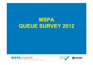 MSPA QUEUE SURVEY 2012 the MSPA Queue Survey Was Conducted in the Spring of 2012 by Member Agencies of MSPA Europe