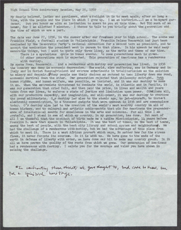 High School 50Th Anniversary Reunion, May 26, 1989 My Dearly Beloved, Ladies and Gentlemen, What Ad Alight It Is to Meet Again