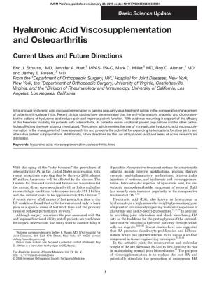 Hyaluronic Acid Viscosupplementation and Osteoarthritis