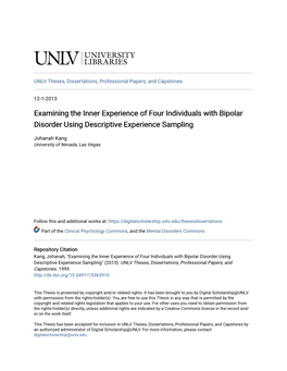 Examining the Inner Experience of Four Individuals with Bipolar Disorder Using Descriptive Experience Sampling