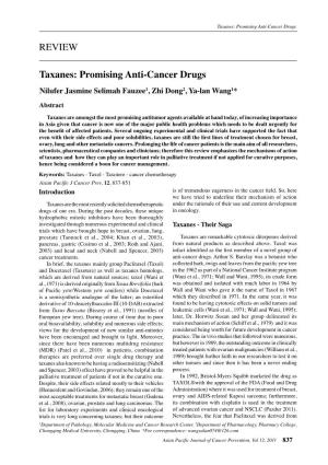 REVIEW Taxanes: Promising Anti-Cancer Drugs